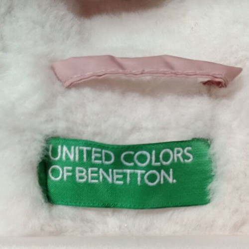 Benetton XL down jacket for girls pink with fur lining like new