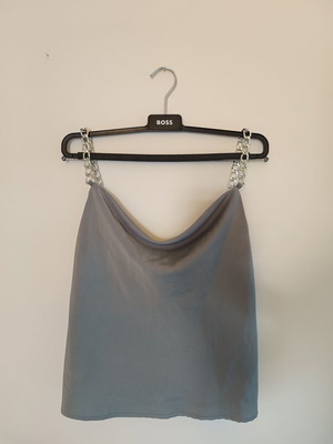 Amisu satin shirt with chain straps, like new, size S