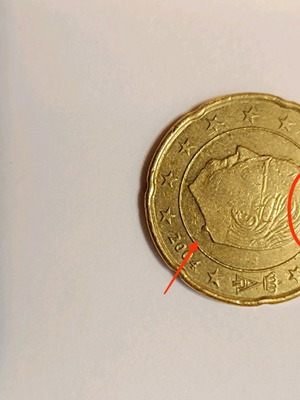 Belgium 20 Euro Cent 2004 used error coin