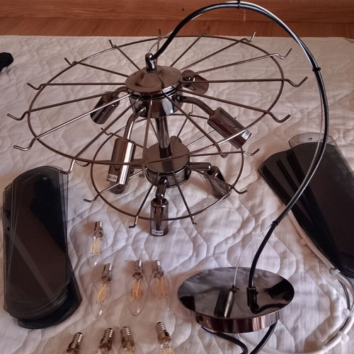 Pendant glass light 8-lamp black Arte Illumina Mira like new