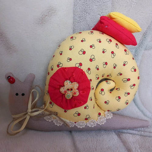 Handmade fabric Tilda snail doll new