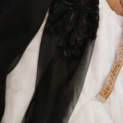 Abir embroidered evening dress with beads chiffon like new, black