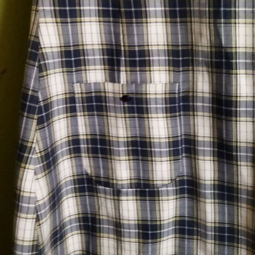 Mini dress used, cotton, with collar and puff sleeve, size L