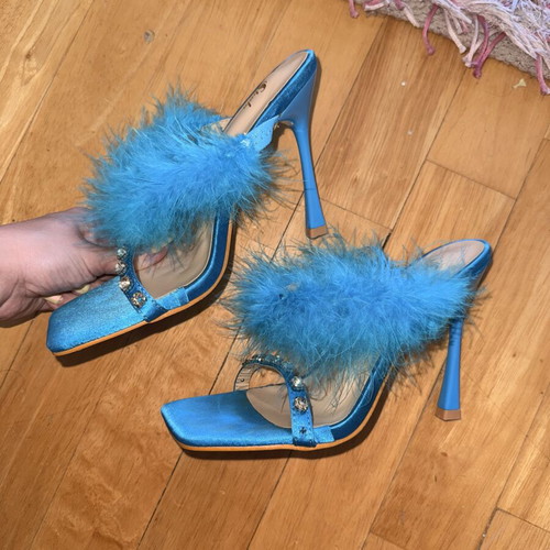 Blue high-heeled sandals size 38 like new