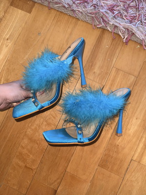 Blue high-heeled sandals size 38 like new