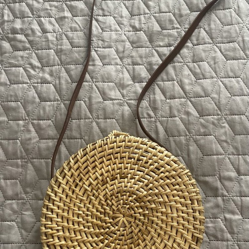 Zara rattan bag with 100% leather strap new, crossbody beige and orange