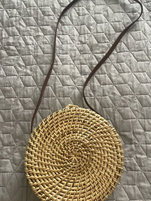 Zara rattan bag with 100% leather strap new, crossbody beige and orange