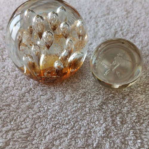 Murano Ball New Honey Color Large 8×8 cm With Smaller 5×5 cm Gift