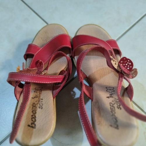Boxer platform leather sandals, size 37, red