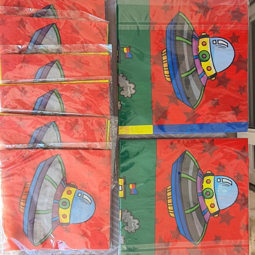 Children's party set new with plastic tablecloths and napkins