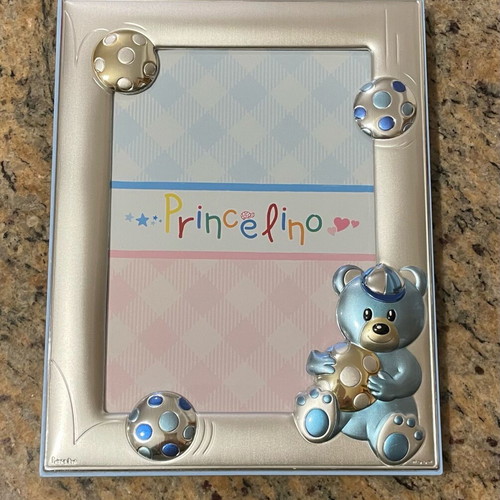 Princelino silver-plated children's photo frame like new with teddy 9x13cm