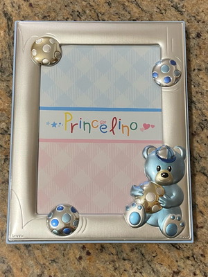 Princelino silver-plated children's photo frame like new with teddy 9x13cm