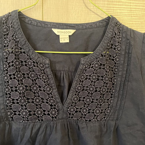 Monsoon blue short-sleeve blouse size 36 like new