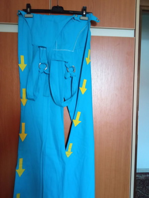 Vintage 1969 jumpsuit used, blue cotton with straps
