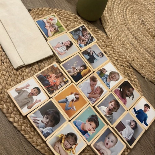 Montessori wooden emotions tiles