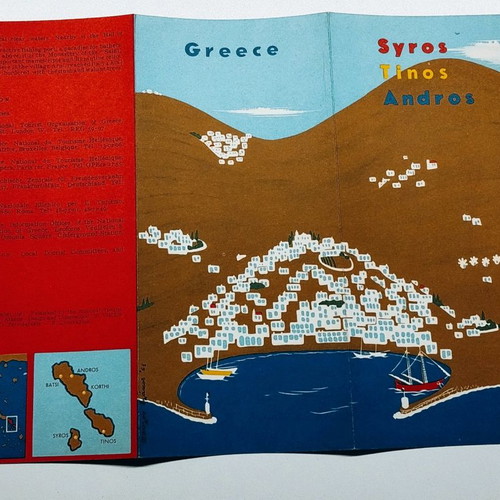 Τουριστική μπροσούρα λιθογραφία μεταχειρισμένη 1961 Σύρος, Τήνος, Μύκονος
