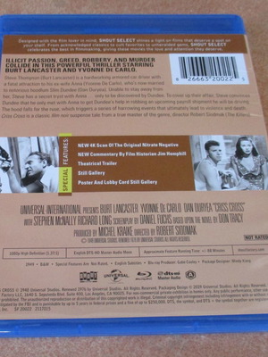 Criss Cross Blu-ray σαν καινούργιο, αμερικάνικη έκδοση region A