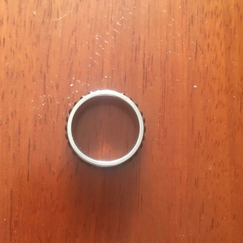 Ring faux black with rhinestones used