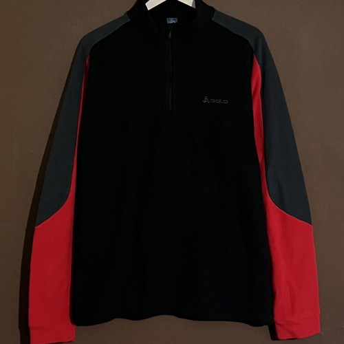 Odlo full zip fleece men's like new, size XXL, black/red