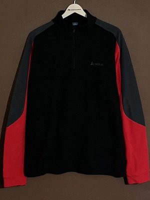 Odlo full zip fleece men's like new, size XXL, black/red