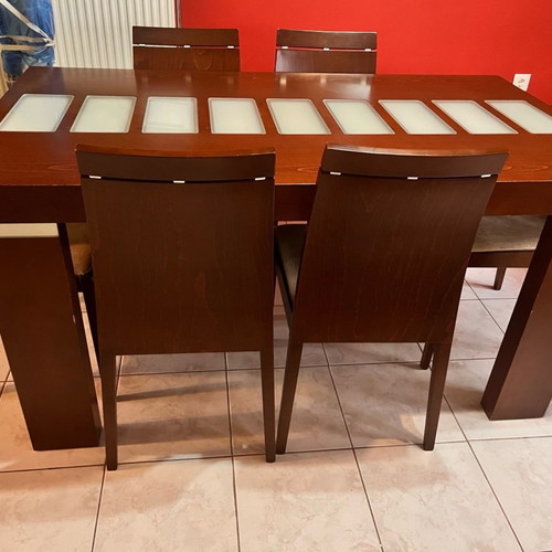 Dining table used solid wood with extension wenge color