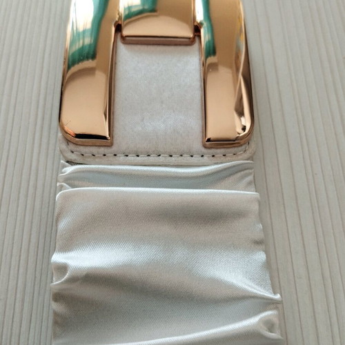 Satin belt off-white elastic with gold buckle like new adjustable