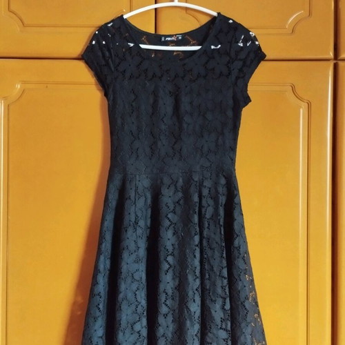 Dress with Sheer Panels and Lining like new, size XS, black