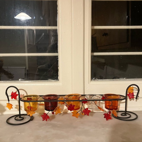 Christmas table decoration like new with five tealight holders