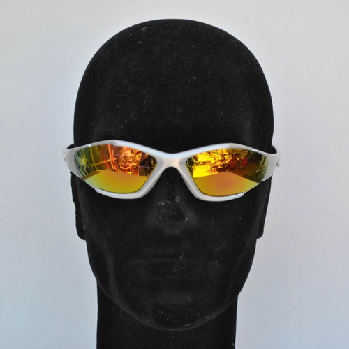 Vintage Rave sunglasses Matrix style silver frame gold lenses like new
