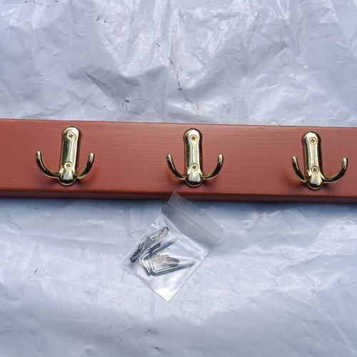 Handmade wooden coat rack 60cm new, with 5 double hooks