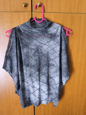 Evening shiny blouse like new, grey ombre with silver details