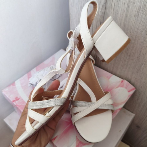 White low heel sandals, size 39