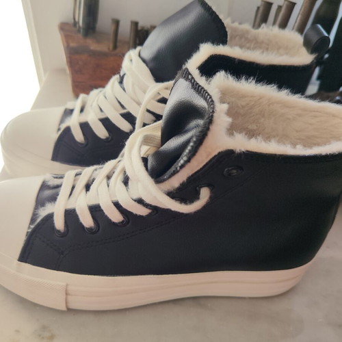 Jenny Fairy fur women's ankle boots, size 39, black and white