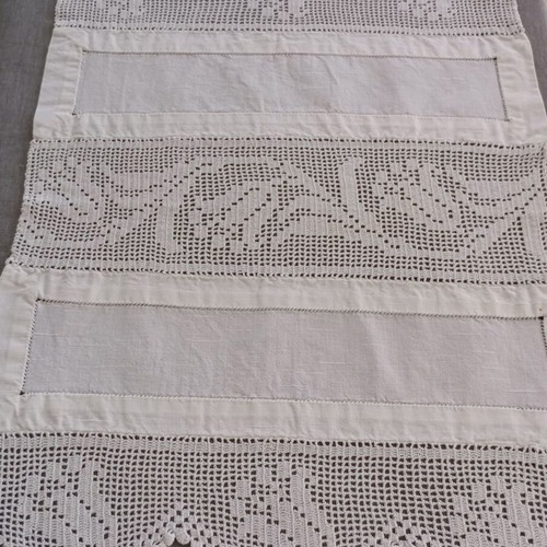 Set of 2 handmade crochet and fabric doilies