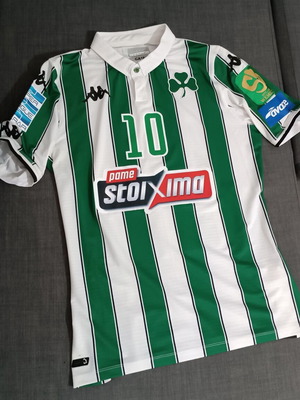 Παναθηναϊκός Match Worn φανέλα Καρλίτος, σήμα 50 χρόνων Wembley