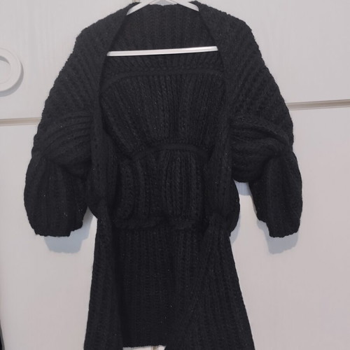 Black bolero-style long jacket like new, fits S/M