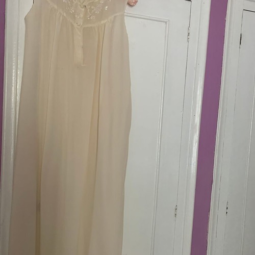 Silk bridal nightgown and robe set, handmade, beige