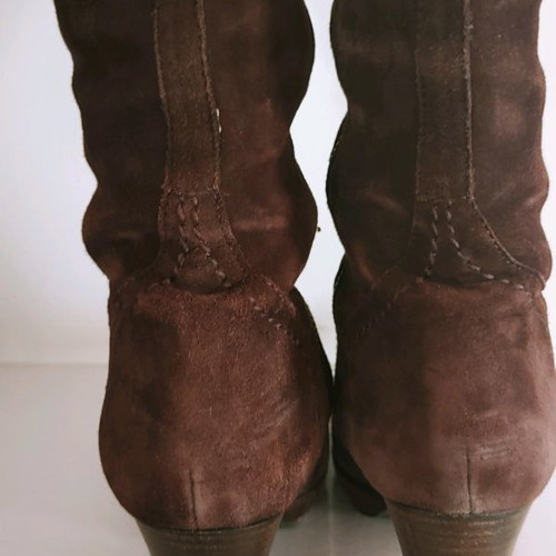 Suede boots used, genuine leather, size 40, brown