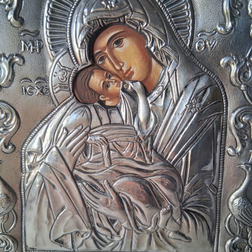 Silver icon of Panagia 950 grade, like new, 23×17cm