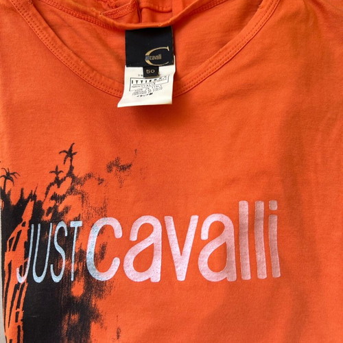 Just Cavalli men's short sleeve t-shirt used orange size L