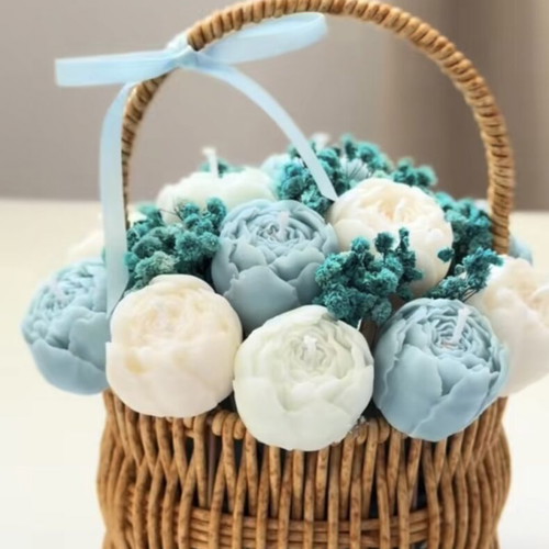 Basket with flowers new, customizable color and scent