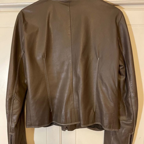 Leather women's jacket used, brown, size 36