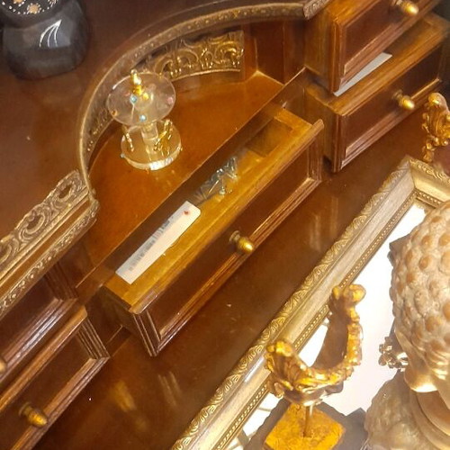 Antique secretary desk like new, solid walnut wood with brass details