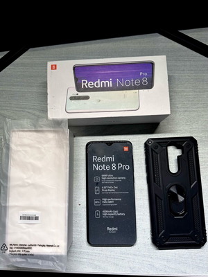 Redmi Note 8 Pro like new with gift cases, 64GB, black