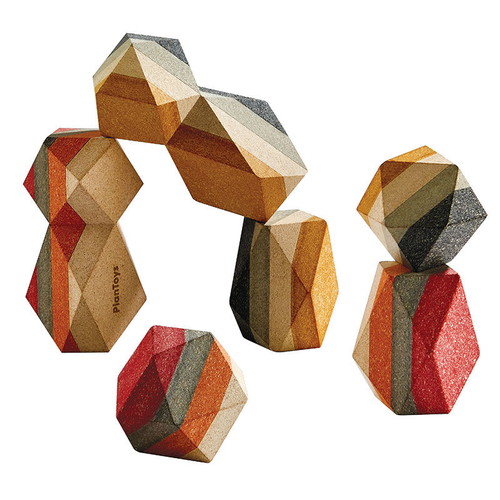 Geometric balance blocks like new, set of 6 wooden pieces