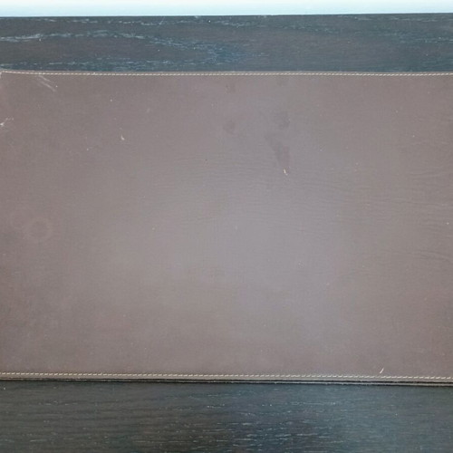 Leather placemats used, brown, pack of 6, Italian with decorative stitching