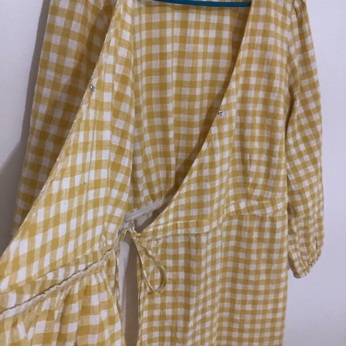 Yellow checkered Old Navy dress Medium like new, cotton