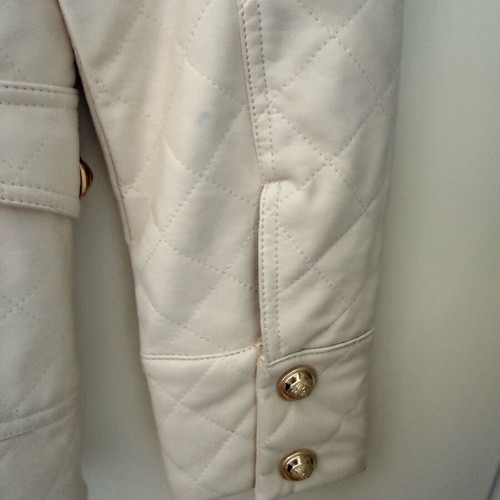 Lynne Quilted Faux Leather Jacket with Belt like new, white