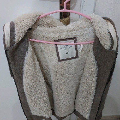 H&M jacket like new, beige with fur and hood