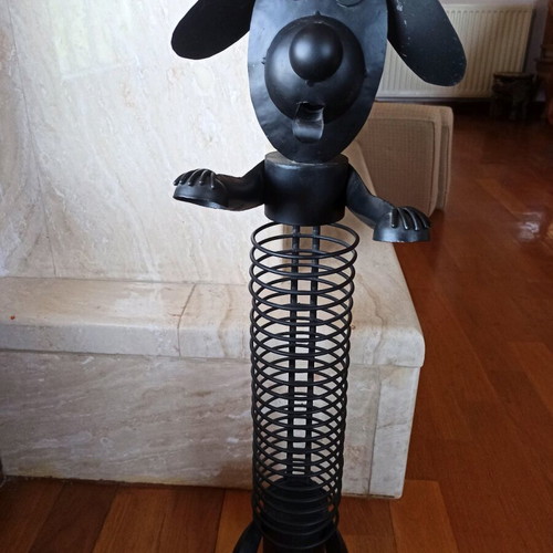 Metal CD holder dog like new, handmade with 22 slots